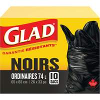74L Garbage Bags, Regular, 26" W x 33" L, Black Consource
