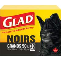 Sacs &agrave; ordures 90 L, R&eacute;gulier, 30" la x 33" lo, Noir Consource