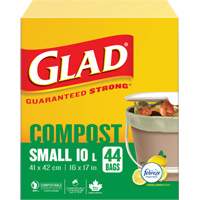 Petits sacs de compostage, R&eacute;gulier, 17" lo x 16" la, Brun, Capacit&eacute; de 10 L (3 gal.) Consource