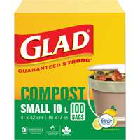Petits sacs de compostage, R&eacute;gulier, 17" lo x 16" la, Brun, Capacit&eacute; de 10 L (3 gal.) Consource