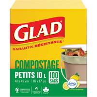 Petits sacs de compostage, R&eacute;gulier, 17" lo x 16" la, Brun, Capacit&eacute; de 10 L (3 gal.) Consource
