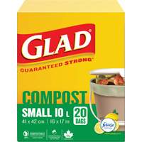 Petits sacs de compostage, R&eacute;gulier, 17" lo x 16" la, Brun, Capacit&eacute; de 10 L (3 gal.) Consource