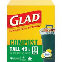 Sacs de compostage hauts, R&eacute;gulier, 31" lo x 24" la, Brun, Capacit&eacute; de 49 L (13 gal.) Consource