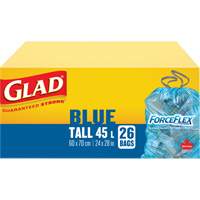 Sacs de recyclage 45 L, R&eacute;gulier, 24" la x 28" lo, Bleu Consource