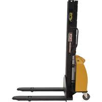 Narrow Mast Powered Lift Stacker, Electric Operated, 1000 lbs. Capacity, 63" Max Lift Consource
