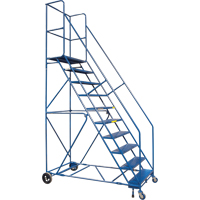 CSA-Certified Rolling Step Ladder with Locking Step, 10 Steps, 30" Step Width, 89" Platform Height, Steel Consource