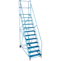 CSA-Certified Rolling Step Ladder with Locking Step, 12 Steps, 30" Step Width, 109" Platform Height, Steel Consource