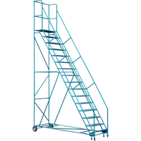 CSA-Certified Rolling Step Ladder with Locking Step, 16 Steps, 30" Step Width, 144" Platform Height, Steel Consource