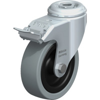 Light-Duty Caster, Swivel with Brake, 4" (101.6 mm), Solid Rubber, 242 lbs. (110 kg.) Consource