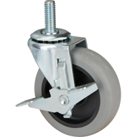 Stem Caster, Swivel with Brake, 3" (76 mm) Dia., 80 lbs. (36 kg.) Capacity Consource