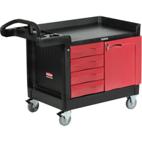 Trademaster Mobile Cabinets & Work Centres, 4 Drawers, 49" L x 26-1/4" W x 38" H, Black Consource