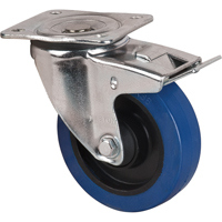 Blue Caster, Swivel with Brake, 5" (127 mm), Rubber, 400 lbs. (181 kg.) Consource