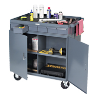 Poste de travail &agrave; deux c&ocirc;t&eacute;s mobile et robuste, 1200 lb Capacit&eacute;, Acier, 34" x la, 34" x ha, 24" p, Enti&egrave;rement soud&eacute;, 6 tirroirs Consource