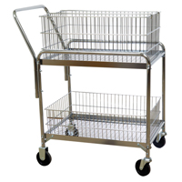 Chariot de bureau en treillis m&eacute;tallique pour le courrier, 200 lb Capacit&eacute;, Chrome, 20" p x 33" la x 37-1/2" h, Chrom&eacute; Consource