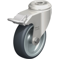 Roulette en &eacute;lastom&egrave;re thermoplastique acier inoxydable, Pivotant avec frein, Diam&egrave;tre 4" (102 mm), Capacit&eacute; 240 lb (108 kg) Consource