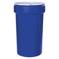 Baril emboîtable en poly&eacute;thyl&egrave;ne, 30 gal. US (25 gal. imp.), Dessus ouvert, Bleu Consource