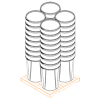 Baril emboîtable en poly&eacute;thyl&egrave;ne, 55 gal. US (45 gal. imp.), Dessus ouvert, Jaune Consource