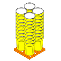 Baril emboîtable en poly&eacute;thyl&egrave;ne, 30 gal. US (25 gal. imp.), Dessus ouvert, Jaune Consource