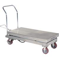 Table &eacute;l&eacute;vatrice hydraulique manuelle &agrave; ciseaux, 47" lo x 24" la, Partiellement en acier inoxydable, Capacit&eacute; 2000 lb Consource