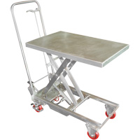 Table &eacute;l&eacute;vatrice hydraulique manuelle &agrave; ciseaux, 27-1/2" lo x 17-3/4" la, Acier inoxydable, Capacit&eacute; 200 lb Consource