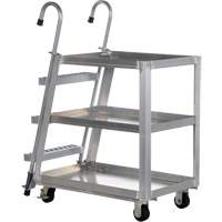 Stockpicker Truck, Aluminum, 21-7/8" W x 40" D, 3 Shelves, 660 lbs. Capacity Consource