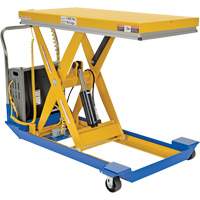 Table &eacute;l&eacute;vatrice aliment&eacute;e c. c. et manuelle &agrave; ciseaux, Acier, 48" lo x 24" la, Capacit&eacute; 1000 lb Consource