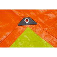 High-Visibility Heavy-Duty Woven Tarp, Polyethylene, Green/Orange, 16' x 20' x 12 mils Consource