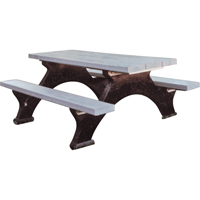Tables de pique-nique en plastique recycl&eacute;, 8' lo x 62-1/4" la, Gris Consource