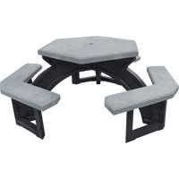Tables de pique-nique hexagonales en plastique recycl&eacute;, 78" lo x 78" la, Gris Consource