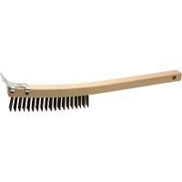 Brosse de nettoyage avec racloir, Acier, 3 x 19 rangs de fils, Longueur 13" Consource