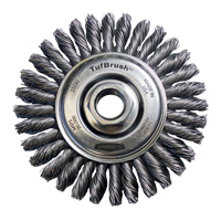 TufBrush Knot Wire Wheel Brush, 4" Dia., 0.02" Fill, 5/8"-11 Arbor, Steel Consource