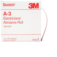 Rouleau abrasif pour &eacute;lectricien A-3 Scotch, Oxyde d'aluminium, 1" la x 75' lo, Grain 120 Consource