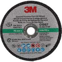 General Purpose Cut-Off Wheel, 01987, 3" x 0.04"/1/32", 3/8" Arbor, Aluminum Oxide Consource