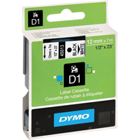 D1 Label Cassette, 12 mm x 23', Black on White Consource