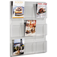 Literature Displays, Wall Mount, 9 Slots, Plastic, 30" W x 2" D x 36-7/8" H Consource