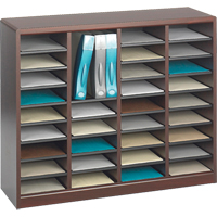 E-Z Stor&reg; Literature Organizer, Stationary, 36 Slots, Wood, 40" W x 3/4" D x 32-1/2" H Consource