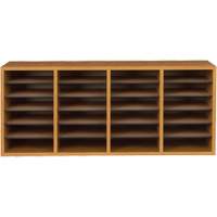 Adjustable Compartment Literature Organizer, Stationary, 24 Slots, Wood, 39-1/4" W x 11-3/4" D x 16-1/4" H Consource