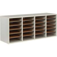 Adjustable Compartment Literature Organizer, Stationary, 24 Slots, Wood, 39-1/4" W x 11-3/4" D x 16-1/4" H Consource