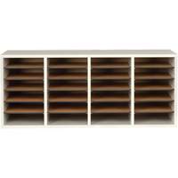 Adjustable Compartment Literature Organizer, Stationary, 24 Slots, Wood, 39-1/4" W x 11-3/4" D x 16-1/4" H Consource