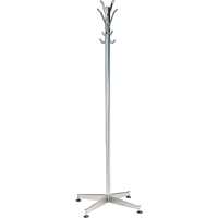 Coat Tree, 60" H, Steel, Chrome, 8 Hook(s) Consource