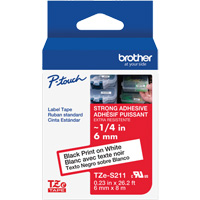 Extra-Strength Laminated Tape for P-Touch Label Makers, 6 mm x 8 m, Black on White Consource
