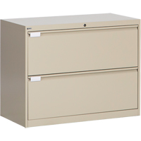 Lateral Filing Cabinet, Steel, 2 Drawers, 36" W x 18" D x 27-7/8" H, Beige Consource