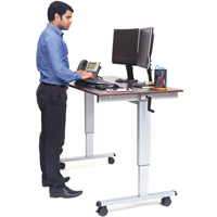 Adjustable Stand-Up Workstations, Stand-Alone Desk, 48-1/2" H x 59" W x 29-1/2" D, Walnut Consource
