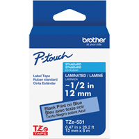 Laminated Tape for P-Touch&reg;, 12 mm x 8 m, Black on Blue Consource
