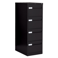 Vertical Filing Cabinet with Recessed Drawer Handles, 4 Drawers, 18.15" W x 26.56" D x 52" H, Black Consource