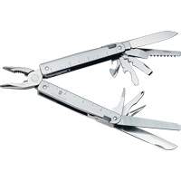 SwissTool Multi-Tool with Lockable Blade, Metal, Metal Handle, 155 mm L, 26 Functions, 0.7 lbs. Consource