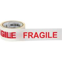 "Fragile" Box Sealing Tape, Hot Melt Adhesive, 2 mils, 48 mm (2") x 100 m (328') Consource