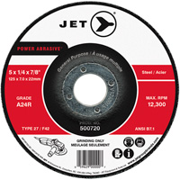 POWER ABRASIVE&reg; Grinding Wheel, 5" x 1/4", 7/8" Arbor, Type 27 Consource