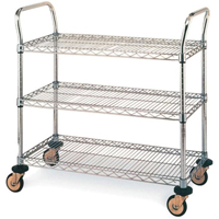 Chariots utilitaires standards, Acier inoxydable, 18" x 39" x 30", Capacit&eacute; 500 lb Consource