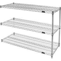 Heavy-Duty Chromate Wire Shelving, Add-On Kit, 3 Tiers, 36" W x 33" H x 24" D Consource